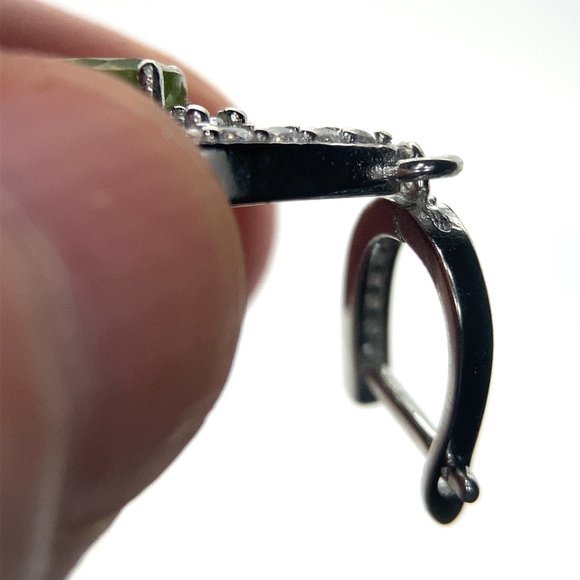 Peridot 2.42ct Platinum Finish Solid 925 Sterling Silver Earrings - Picture 4 of 7